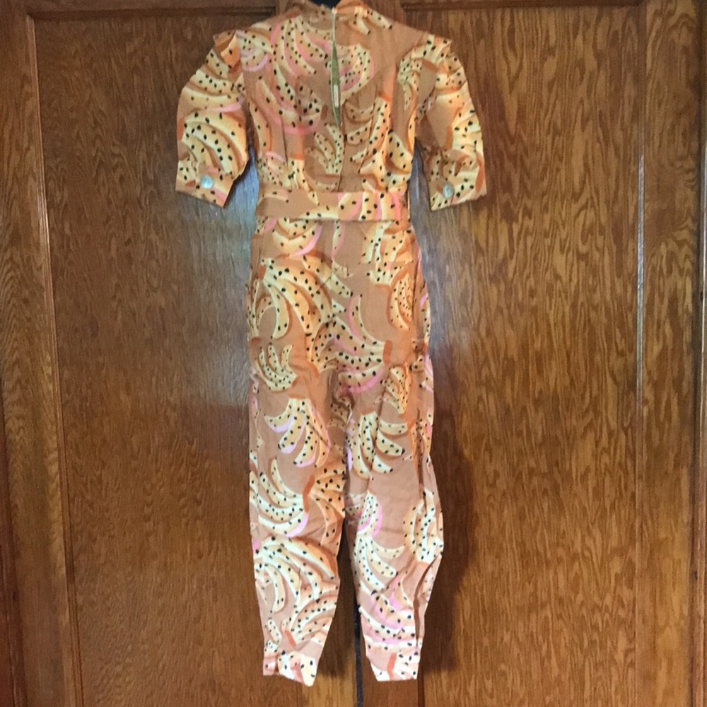 Farm Rio Carmel Raining Bananas Puff Sleeve Jumpsuit sizes S and M NWT - Picture 11 of 16